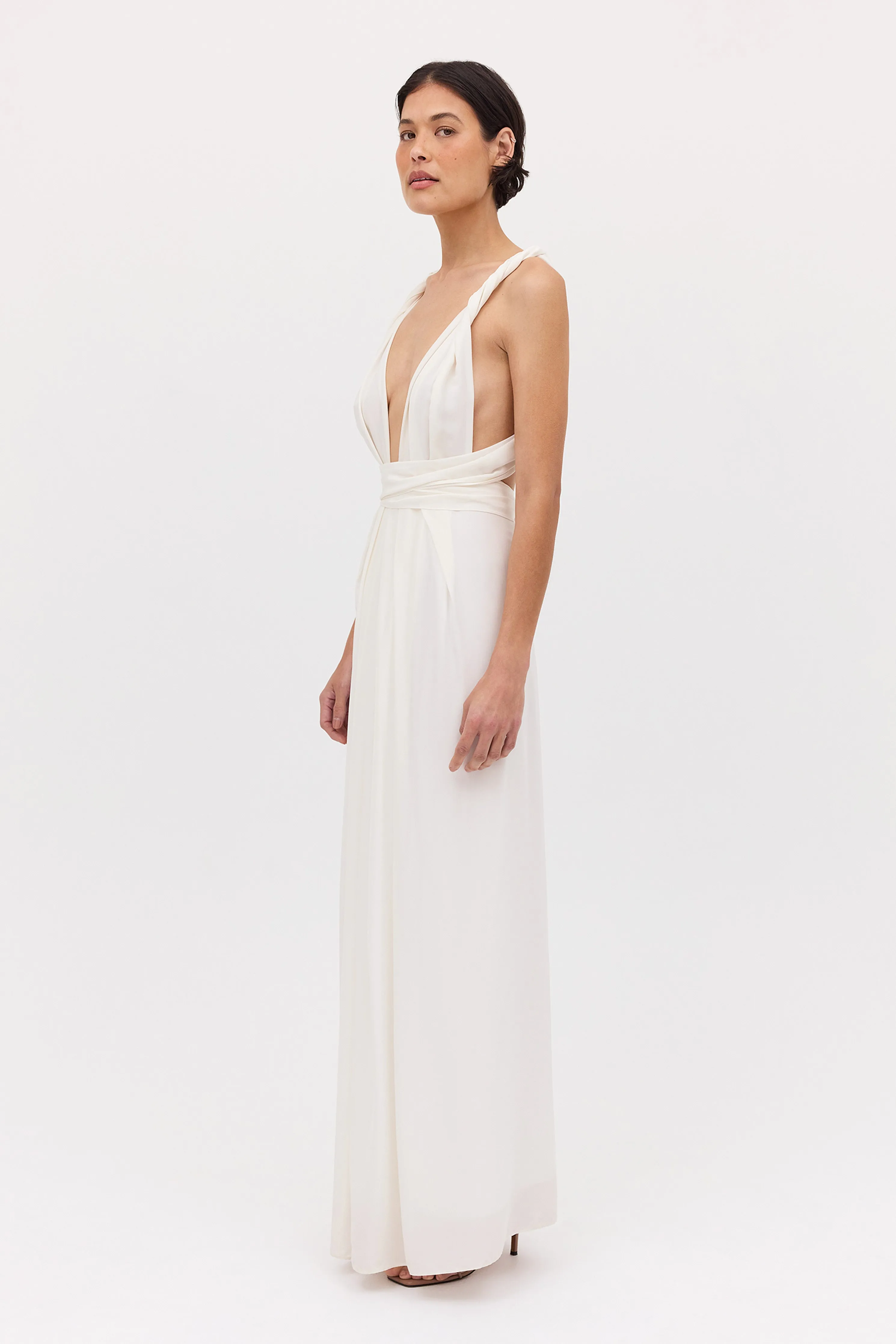 WHITE SILK CDC ASCENDENT GOWN