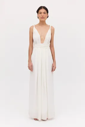 WHITE SILK CDC ASCENDENT GOWN