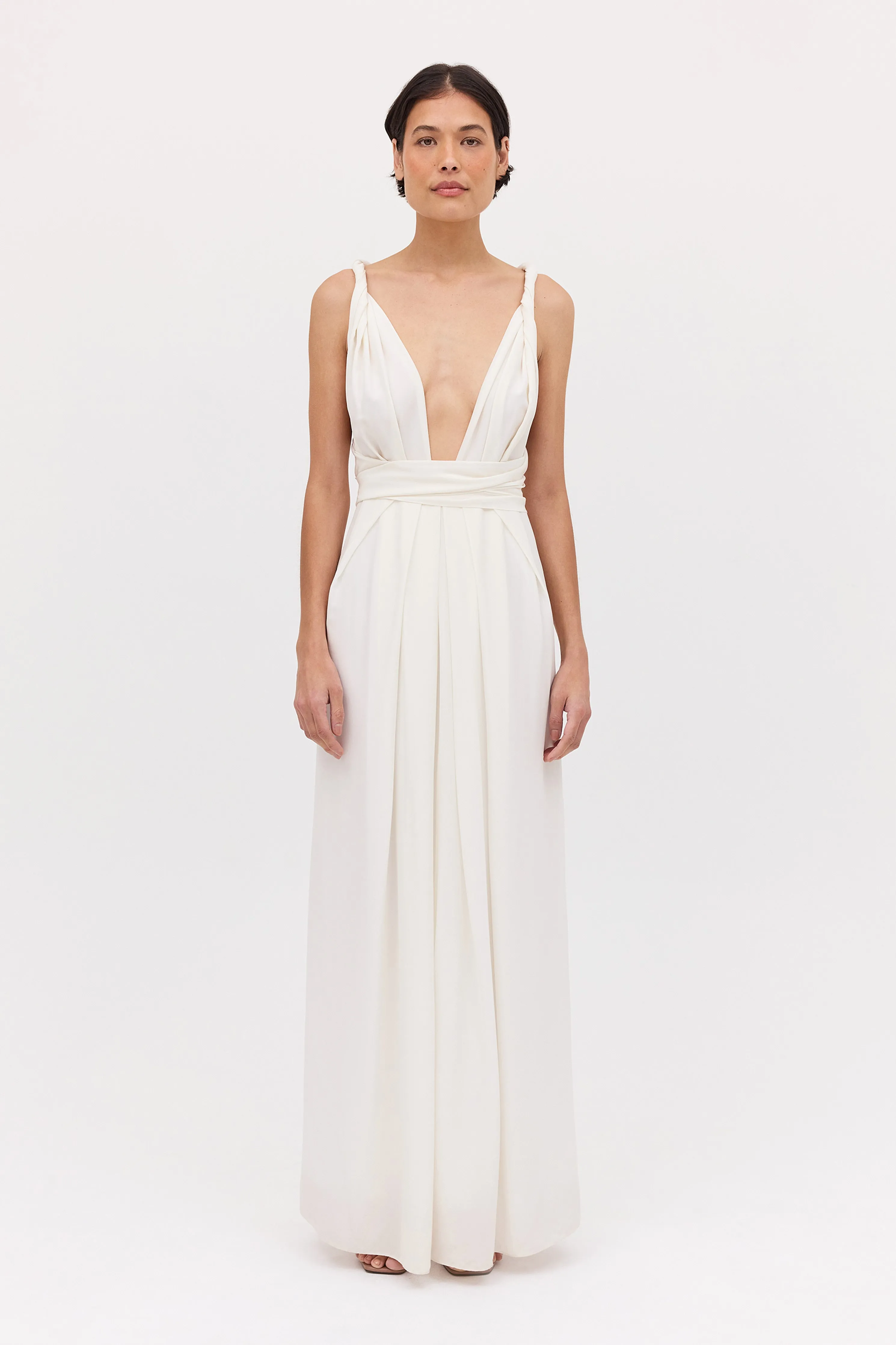 WHITE SILK CDC ASCENDENT GOWN