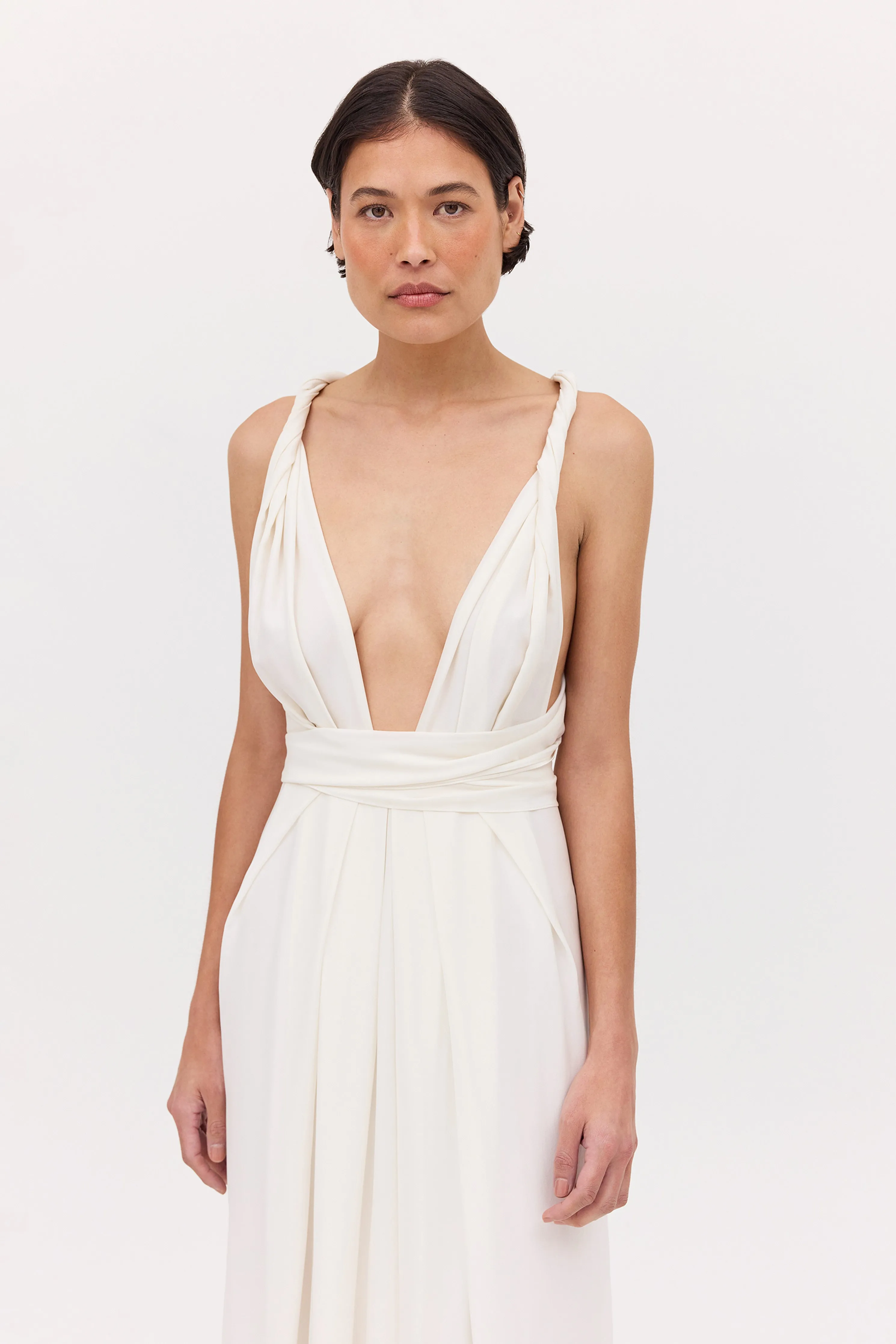 WHITE SILK CDC ASCENDENT GOWN