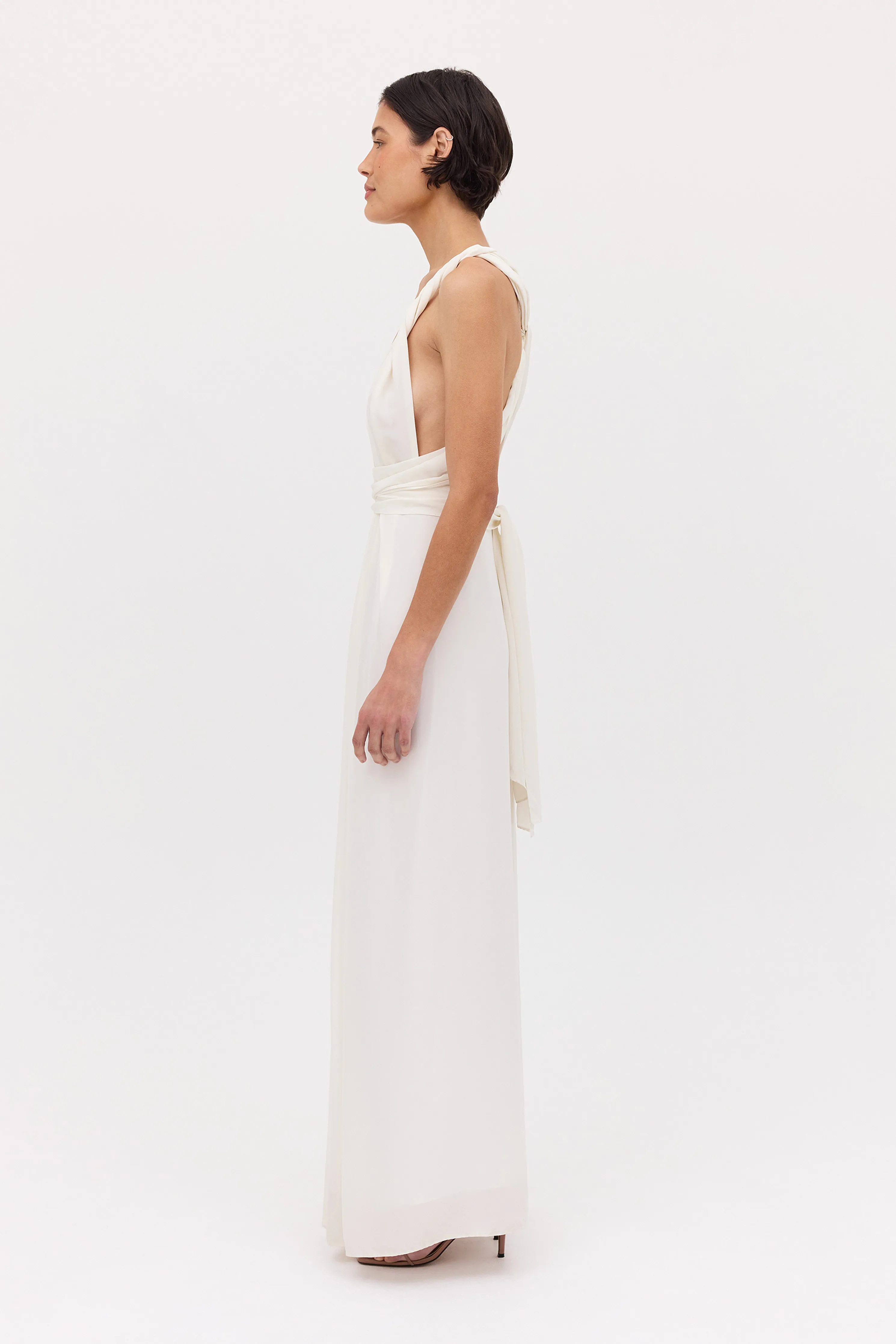 WHITE SILK CDC ASCENDENT GOWN