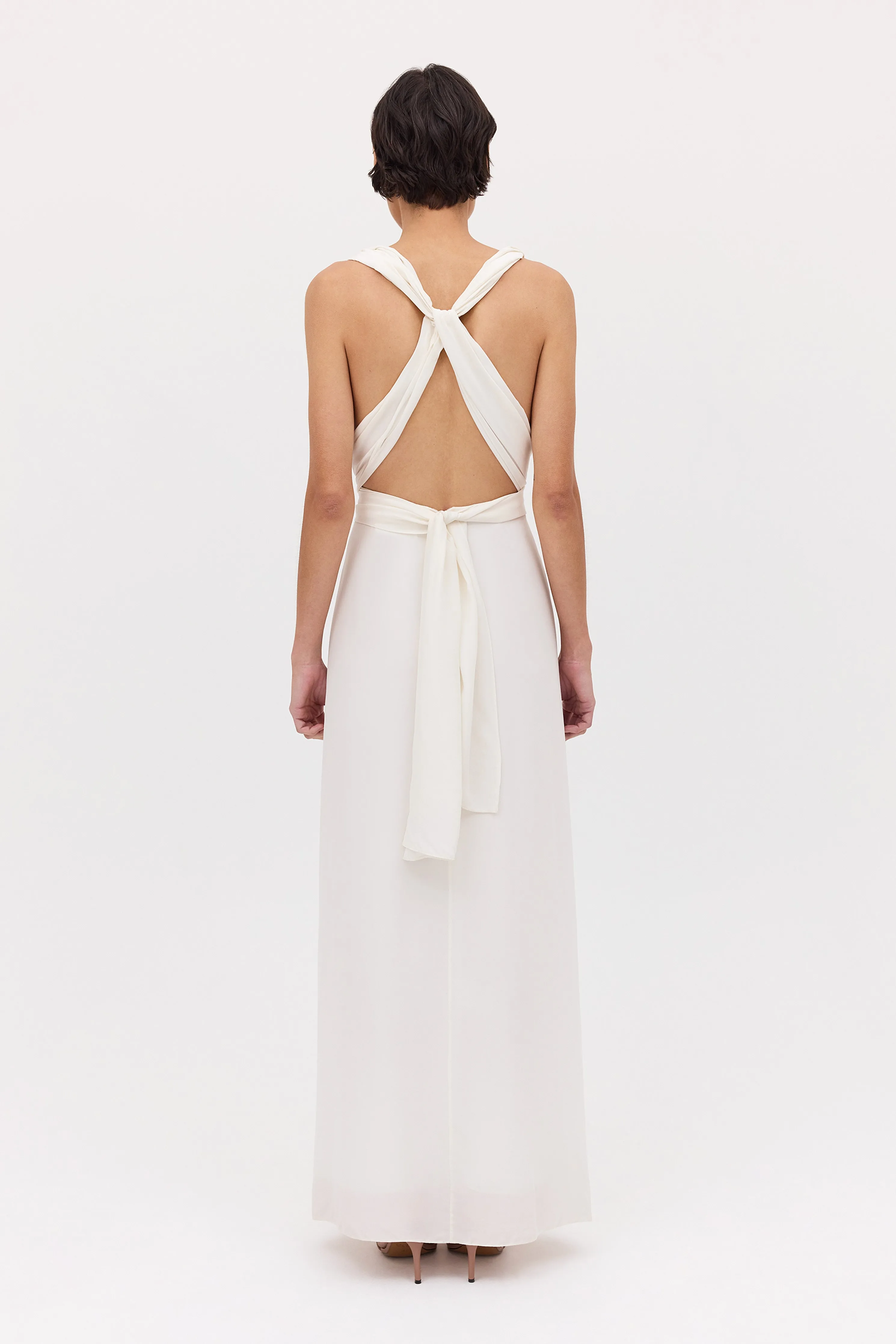 WHITE SILK CDC ASCENDENT GOWN