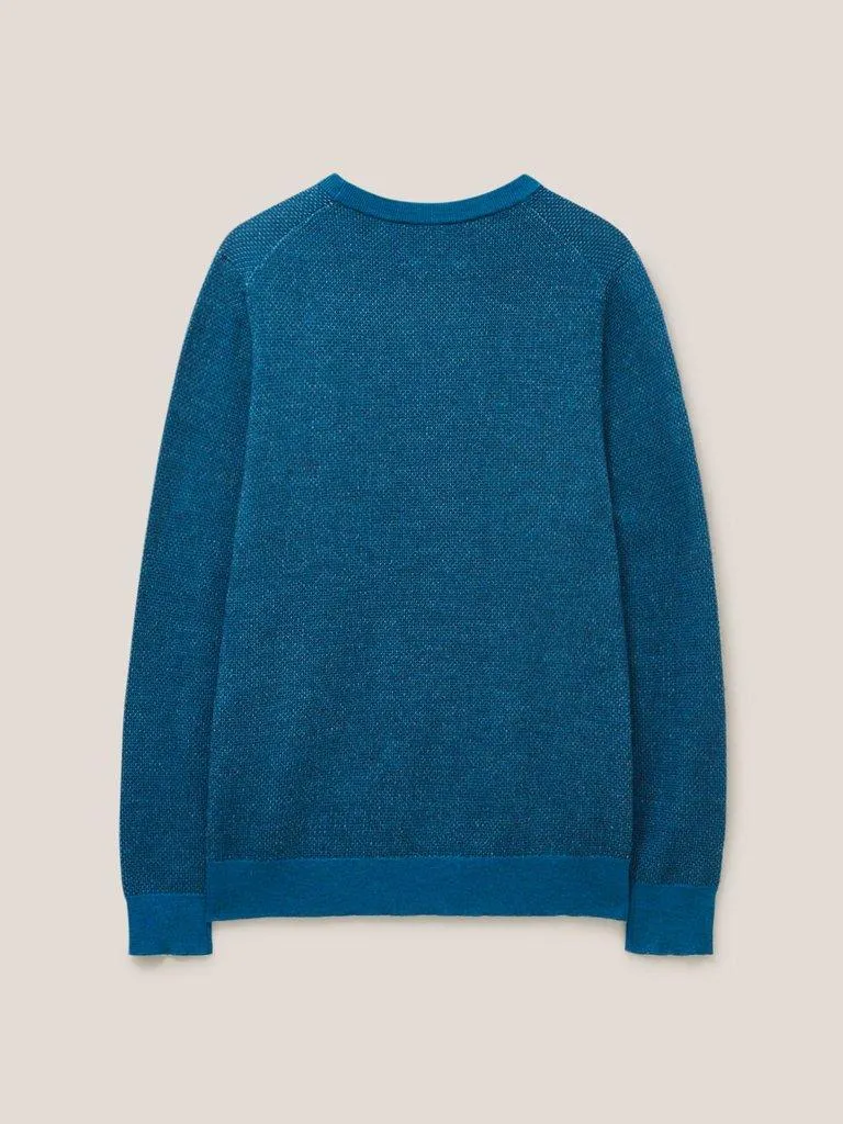 WHITE STUFF <BR>
Newport Crew Neck Merino Wool Jumper <BR>
Teal <BR>