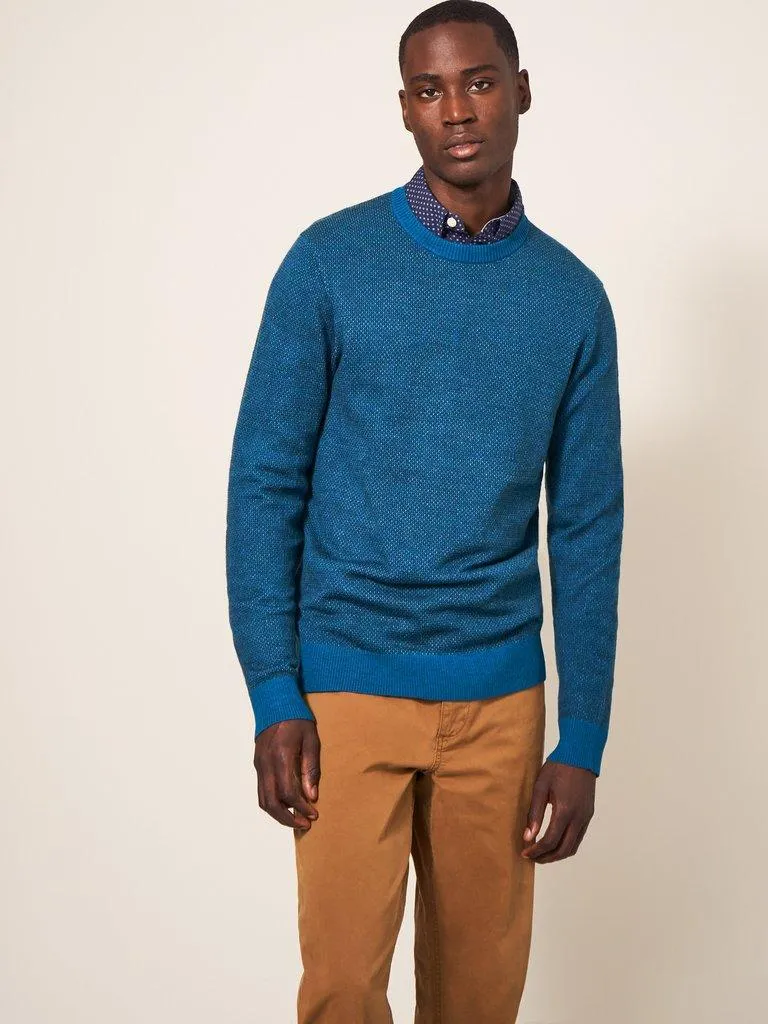 WHITE STUFF <BR>
Newport Crew Neck Merino Wool Jumper <BR>
Teal <BR>