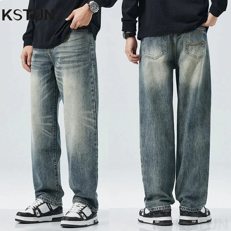 Wide Leg Pants Men Baggy Jeans Loose Fit Streetwear Casual Denim Pants Straight Mens Clothing High Quality Jeans Brand Cowboys