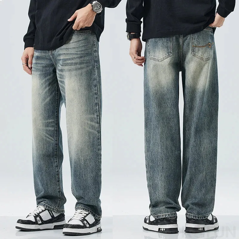Wide Leg Pants Men Baggy Jeans Loose Fit Streetwear Casual Denim Pants Straight Mens Clothing High Quality Jeans Brand Cowboys