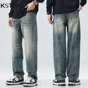 Wide Leg Pants Men Baggy Jeans Loose Fit Streetwear Casual Denim Pants Straight Mens Clothing High Quality Jeans Brand Cowboys