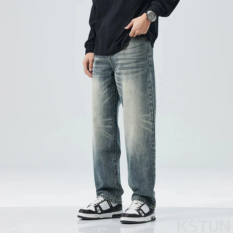 Wide Leg Pants Men Baggy Jeans Loose Fit Streetwear Casual Denim Pants Straight Mens Clothing High Quality Jeans Brand Cowboys