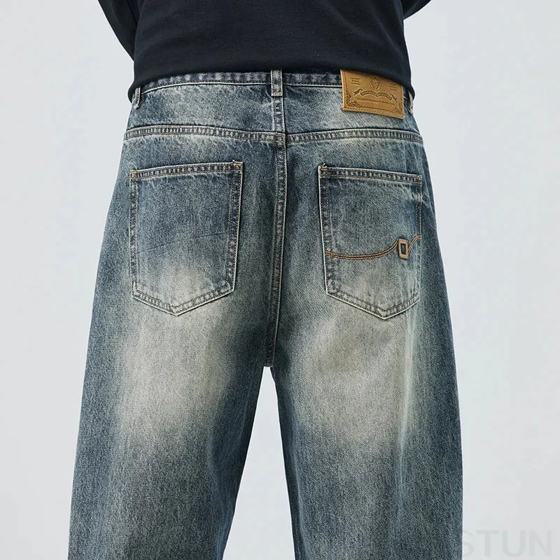 Wide Leg Pants Men Baggy Jeans Loose Fit Streetwear Casual Denim Pants Straight Mens Clothing High Quality Jeans Brand Cowboys