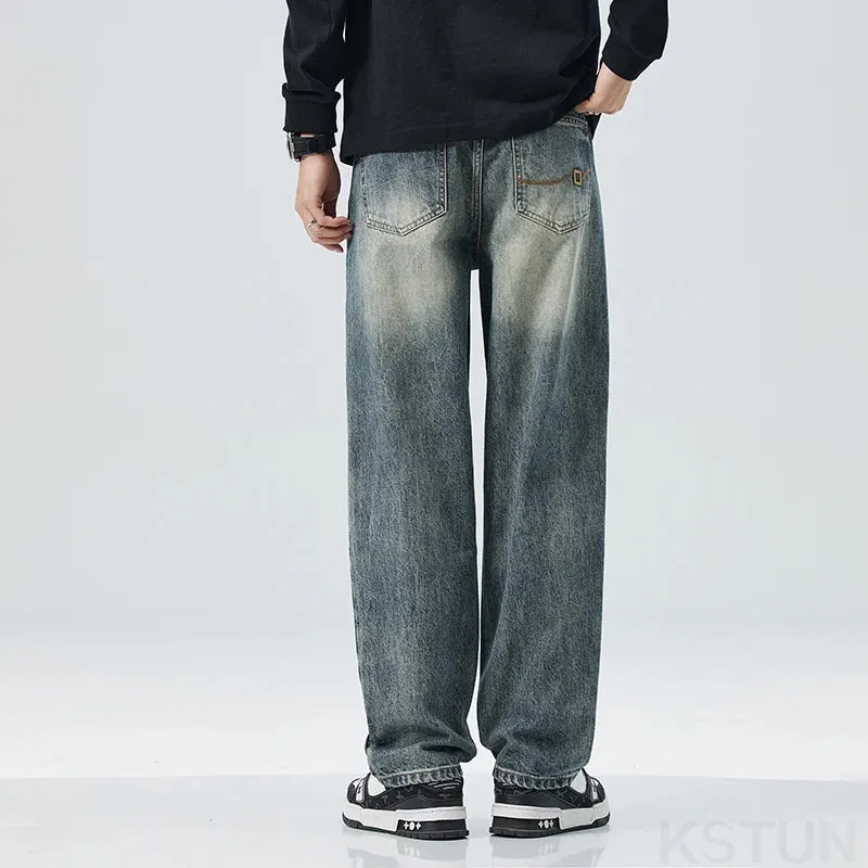 Wide Leg Pants Men Baggy Jeans Loose Fit Streetwear Casual Denim Pants Straight Mens Clothing High Quality Jeans Brand Cowboys