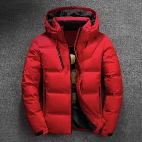 Winter Jacket Men Thermal Thick Coat Snow Red Black Parka Male Warm Outwear Fashion Long Sleeve flat