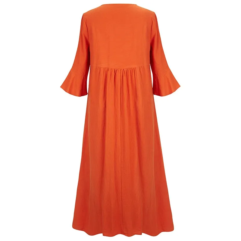 Women Bohemian Embroidered Loose Dress