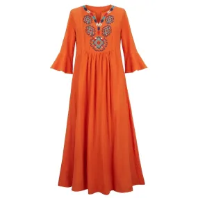 Women Bohemian Embroidered Loose Dress
