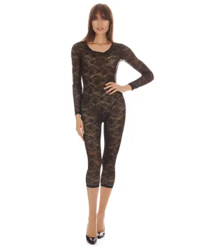 Women's Estelle Long Sleeve Stretch Lace Capri Catsuit