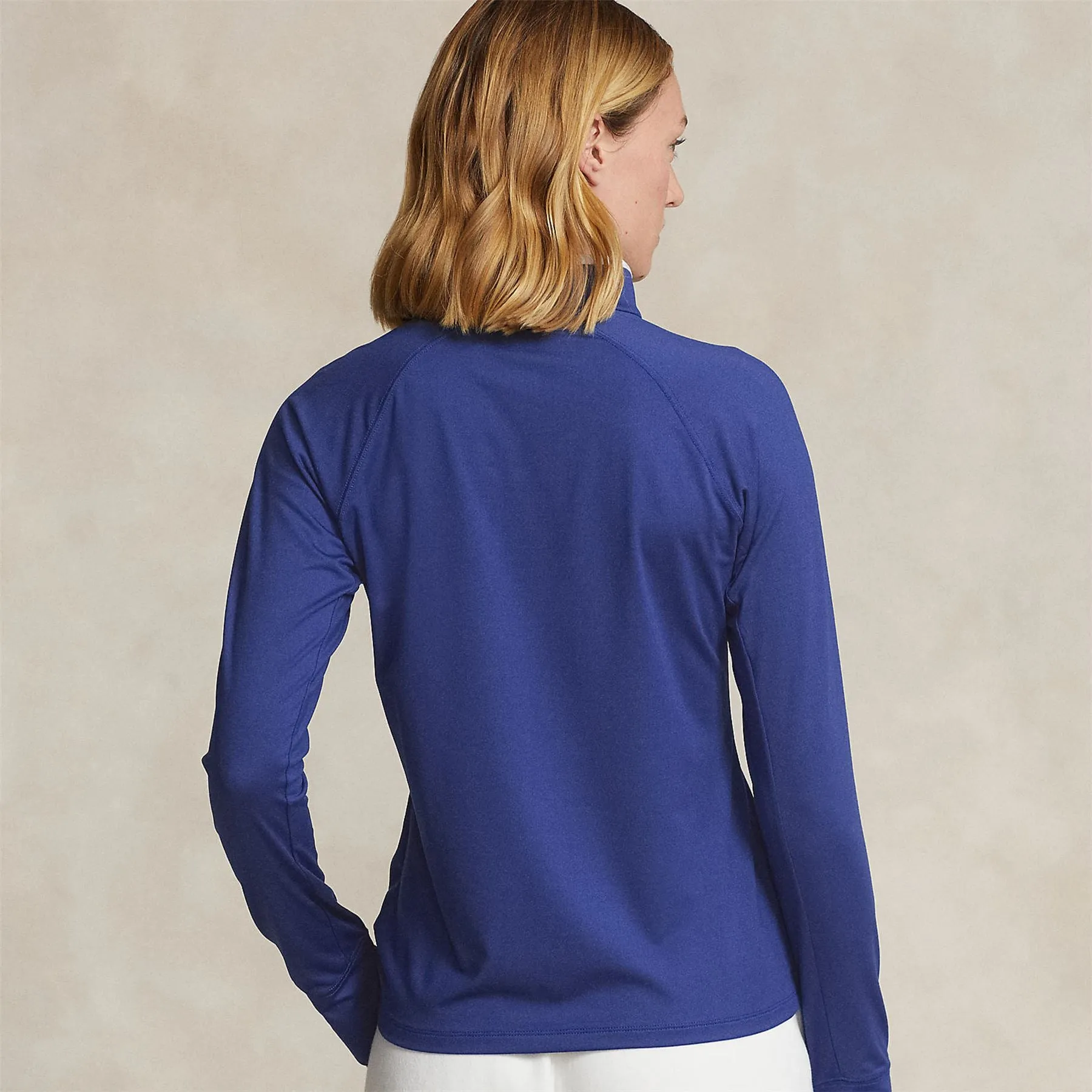 Womens Stretch Jersey Quarter Zip Pullover Beach Royal/Ceramic White - SS24