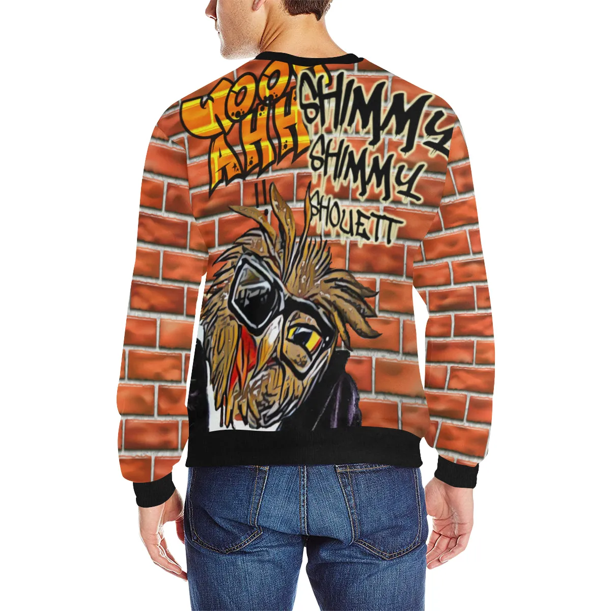 WOOH AHH Men's Rib Cuff Crew Neck Sweatshirt