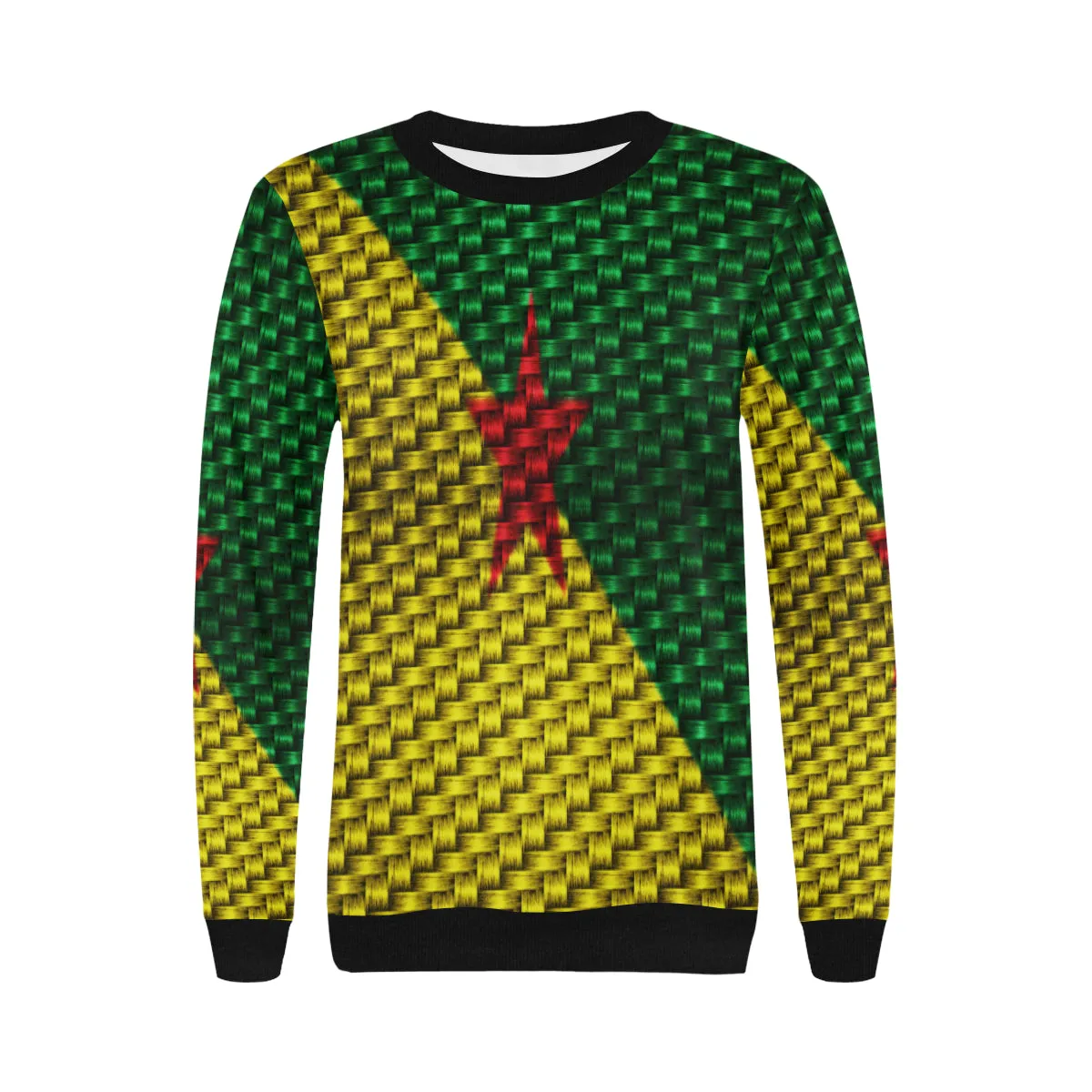 YANA FLAG Women's Rib Cuff Crew Neck Sweatshirt