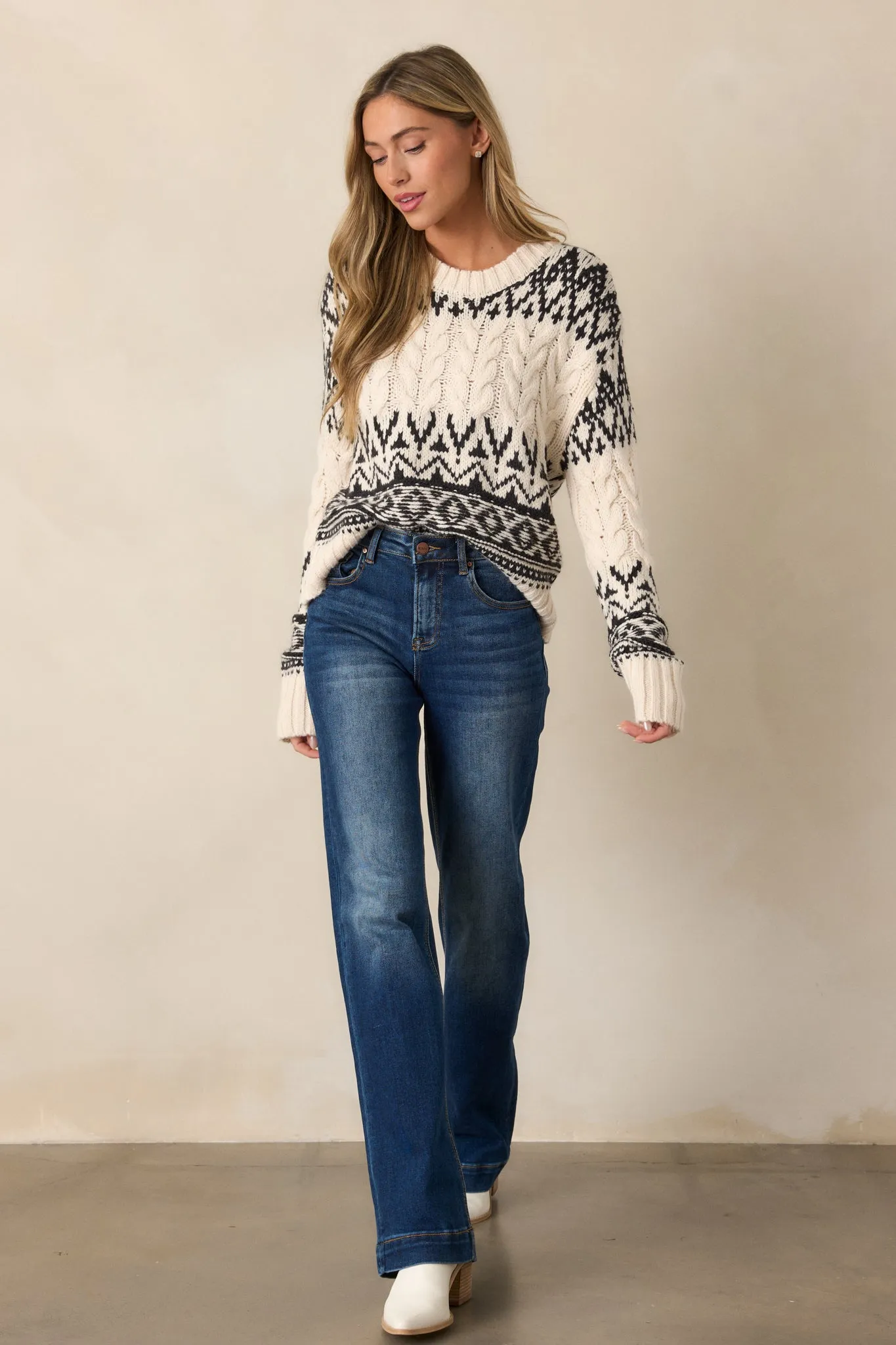 Z Supply Garland Seasalt Ivory Seasalt Fairisle Sweater