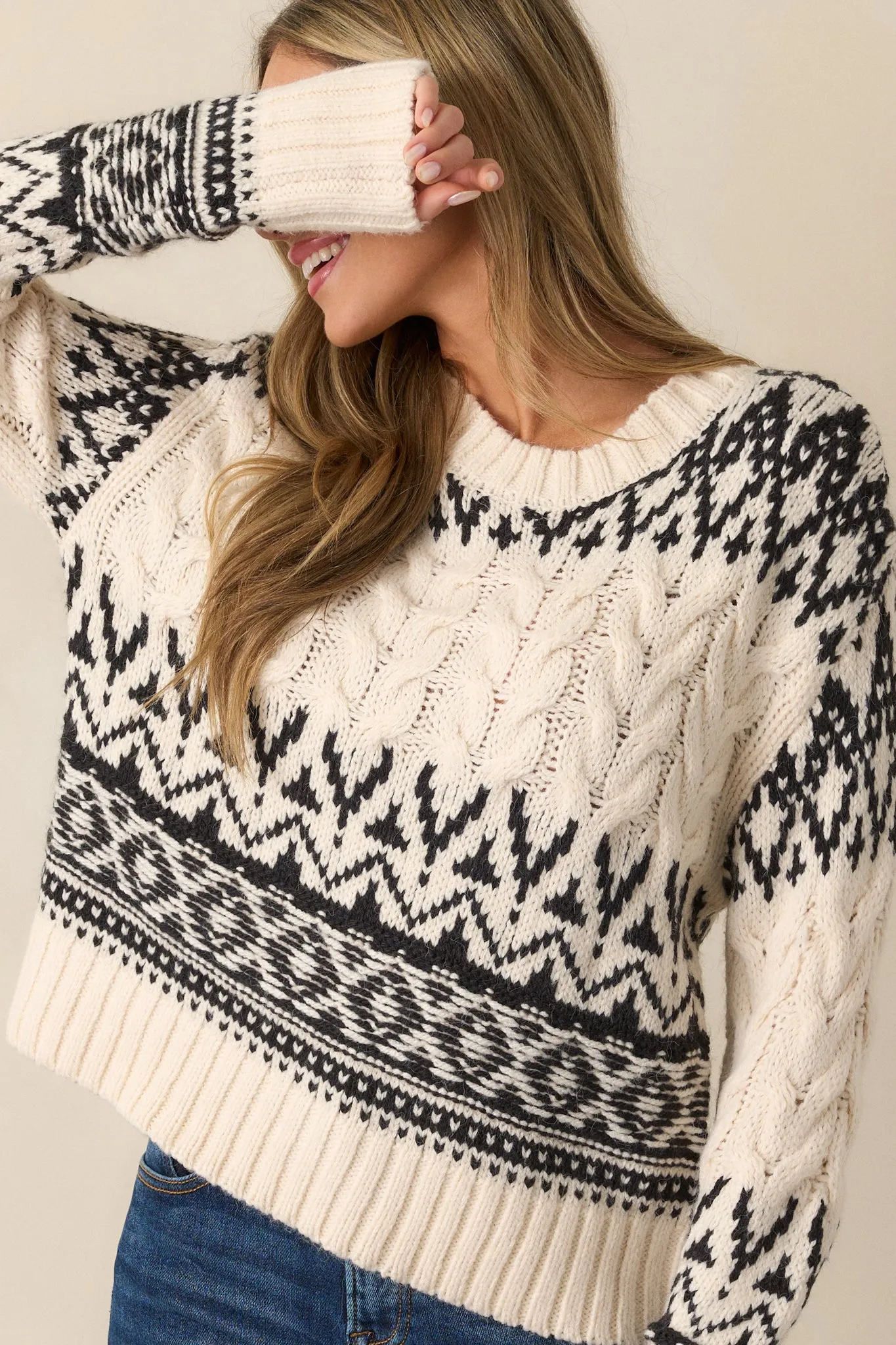 Z Supply Garland Seasalt Ivory Seasalt Fairisle Sweater